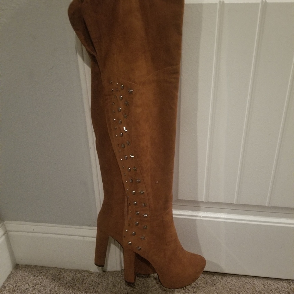 Faux Suede Thigh High Boots